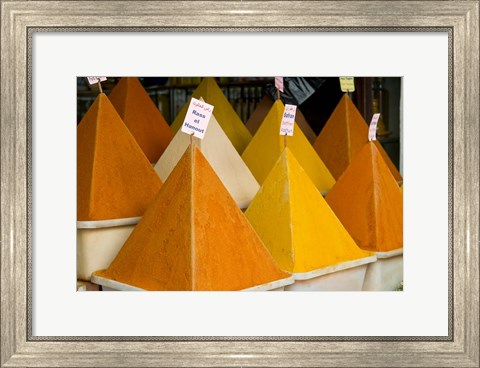 Framed Spices in Old City, Market, Essaouira, Morocco, Africa Print