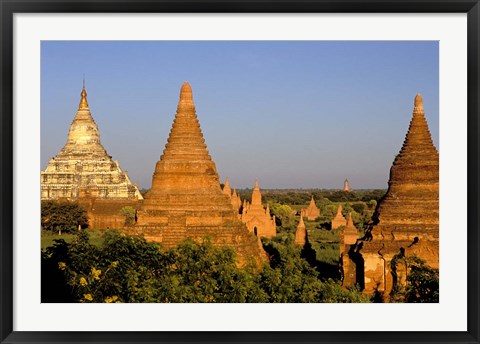 Framed Temples of Bagan Surrounded by Trees, Bagan, Myanmar Print