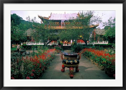 Framed Temple Beauty of Bamboo Village, Kunming, China Print