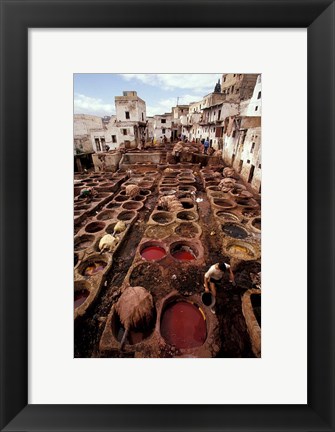 Framed Tannery Vats in the Medina, Fes, Morocco Print