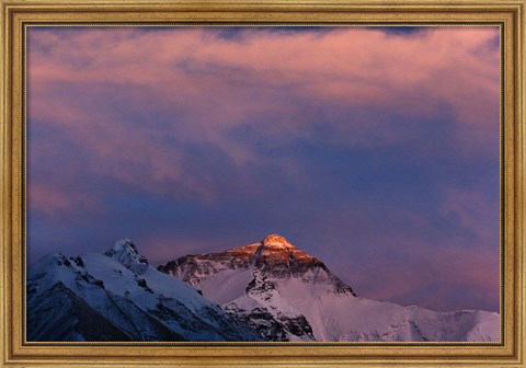 Framed Sunset on Mt. Everest, Tibet, China Print