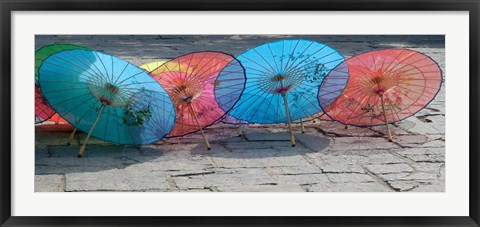 Framed Umbrellas For Sale on the Streets, Shandong Province, Jinan, China Print