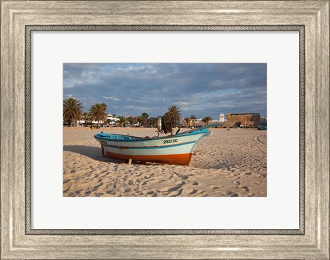 Framed Tunisia, Hammamet, Kasbah Fort, Fishing boats Print