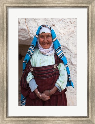 Framed Tunisia, Ksour Area, Matmata, older Berber woman Print