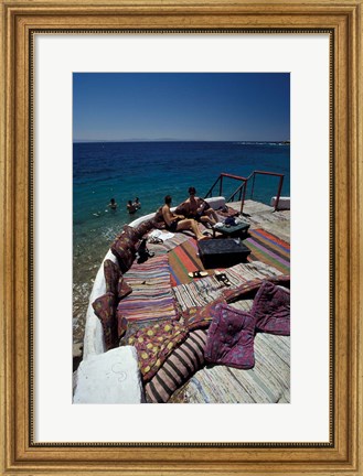 Framed Village Cafe and Terrace on the Red Sea, Egypt Print