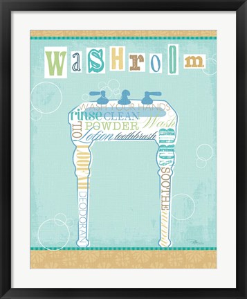 Framed Bathroom Words Sink II Print