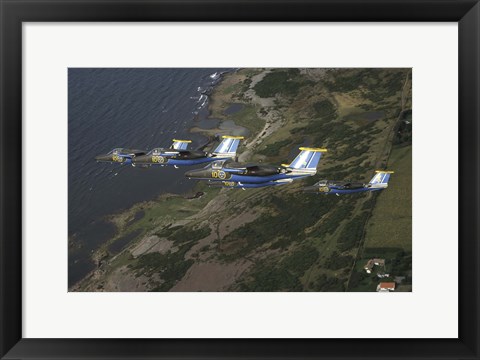 Framed Saab 105 jets flying in formation Print