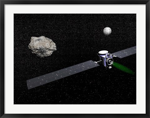 Framed Dawn robotic spacecraft orbiting Ceres and Vesta Print