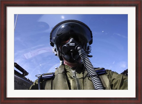 Framed Self-portrait of a pilot flying in a Saab J 32 Lansen Print