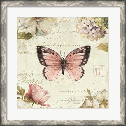 Framed Marche de Fleurs Butterfly I Print