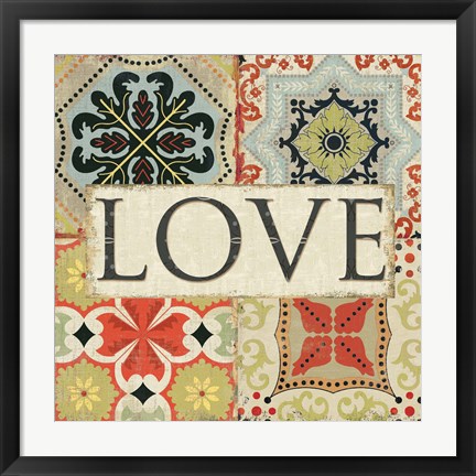 Framed Spice Santorini I - Love Print