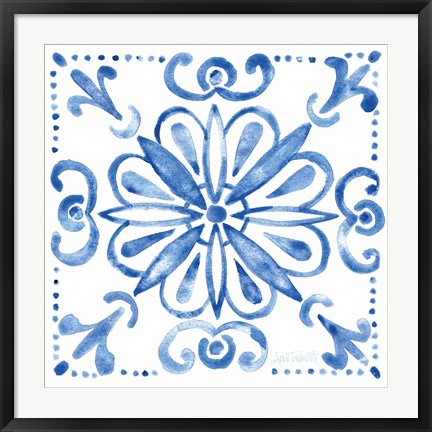 Framed Tile Stencil IV Blue Print