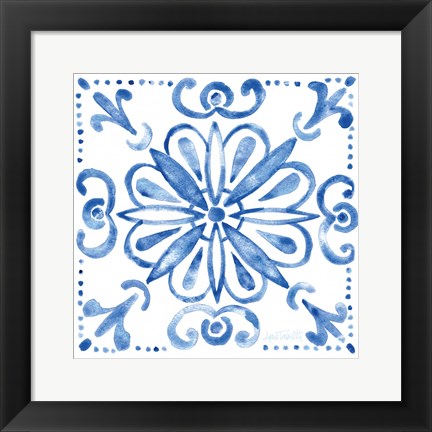Framed Tile Stencil IV Blue Print