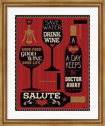 Framed Wine Words II Print