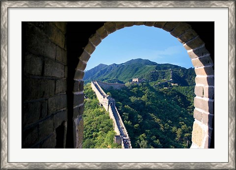 Framed China, Huairou, Mutianyu, Great Wall, turret window Print