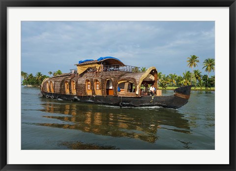 Framed Cruise Boat in Backwaters, Kerala, India Print