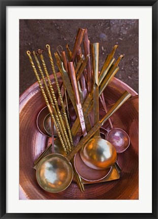 Framed Metal spoons, Lijiang Market, Lijiang, Yunnan Province, China Print