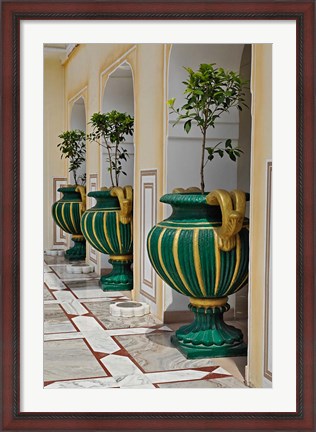 Framed Plant Pots, Raj Palace Hotel, Jaipur, India Print