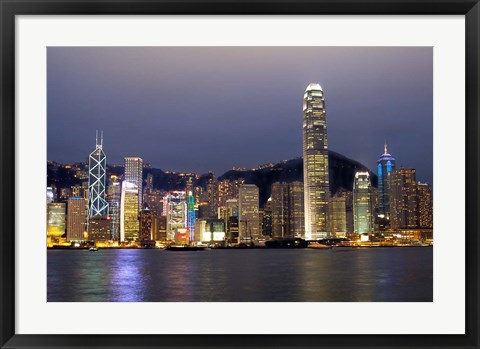 Framed Hong Kong Skyline with Victoris Peak, China Print