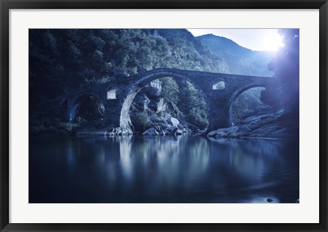 Framed Dyavolski most arch bridge in the Rhodope Mountains, Ardino, Bulgaria Print