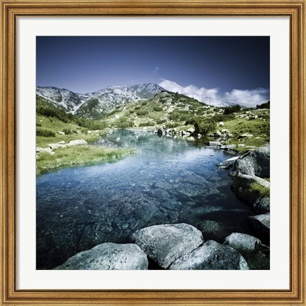 Framed Ribno Banderishko River in Pirin National Park, Bansko, Bulgaria Print