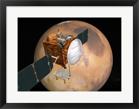 Framed NASA&#39;s Mars Telecommunications Orbiter in Flight Around Mars Print