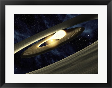 Framed This artist&#39;s conception shows a lump of material in a swirling, planet-forming disk Print