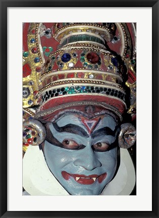 Framed Kathakali Dancer Portrays Scenes from Hindu Epics, India Print