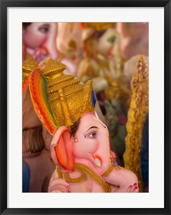 Framed Ganesha statue for the Ganesha Chaturthi festival, Bangalore, India Print