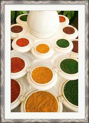 Framed Bowls of Spices from Above, Agra, India Print