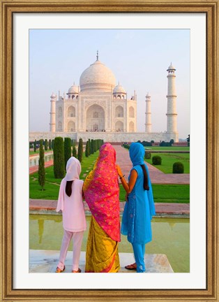 Framed Hindu Women with Veils in the Taj Mahal, Agra, India Print