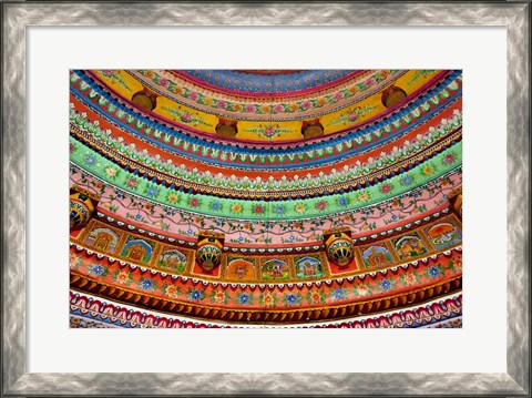 Framed Ceiling of Shree Laxmi Narihan Ji Temple, Jaipur, Rajasthan, India. Print