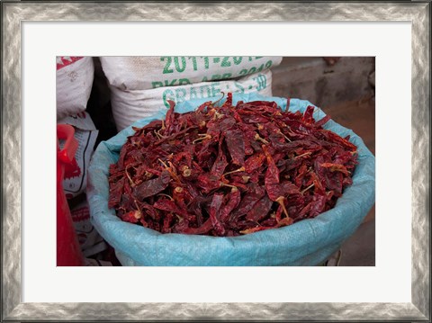Framed Dried chilies, Jojawar, Rajasthan, India. Print
