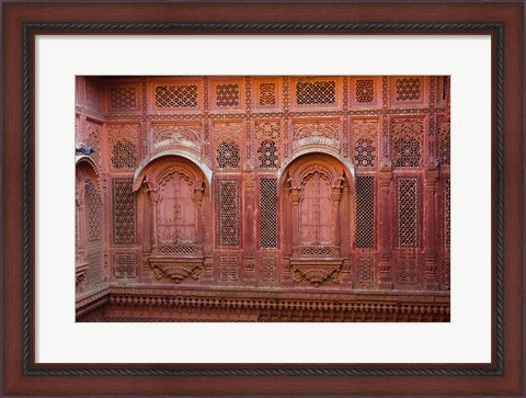 Framed Intricately carved walls of Mehrangarh Fort, Jodhpur, Rajasthan, India Print
