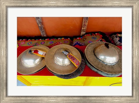 Framed Brass cymbals at Hemis Monastery, Ladakh, India Print