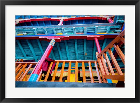 Framed Brightly painted building detail, Shey Palace, Ladakh, India Print