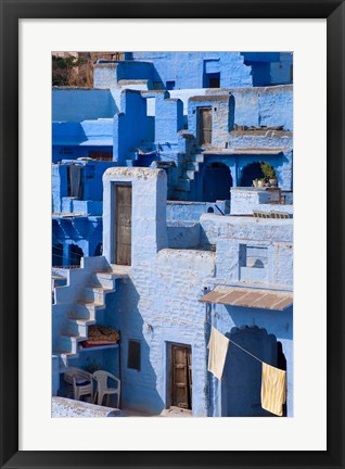 Framed Traditional blue painted house, Jodphur, Rajasthan, India Print