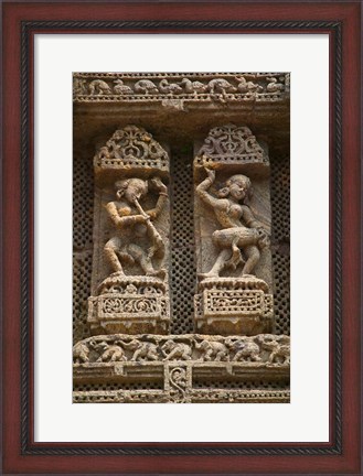 Framed Details of Bas Relief of Orissa Dancers at Sun Temple, Konark, Orissa, India Print