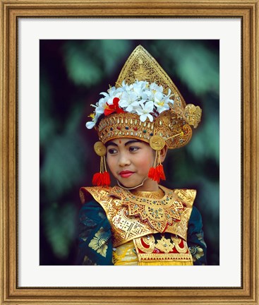 Framed Young Balinese Dancer in Traditional Costume, Bali, Indonesia Print
