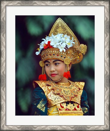 Framed Young Balinese Dancer in Traditional Costume, Bali, Indonesia Print