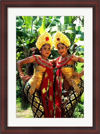 Framed Golden Dancers in Traditional Dress, Bali, Indonesia Print