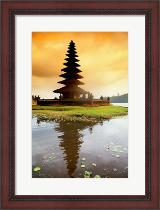 Framed Religious Ulur Danu Temple in Lake Bratan, Bali, Indonesia Print