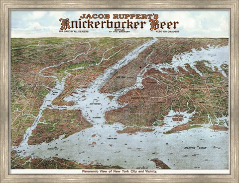 Framed Panoramic View of New York City and Vicinity, 1912 Print