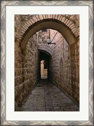 Framed Arch of Jerusalem Stone and Narrow Lane, Israel Print