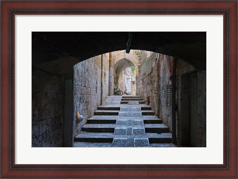 Framed Ancient street, old town, Jerusalem, Israel Print