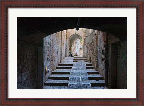 Framed Ancient street, old town, Jerusalem, Israel Print