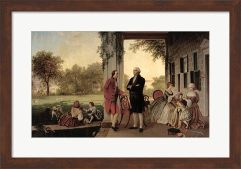 Framed Washington and Lafayette at Mount Vernon, 1784, 1859 Print
