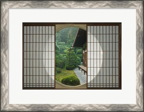 Framed Tea House Window, Sesshuji Temple, Kyoto, Japan Print