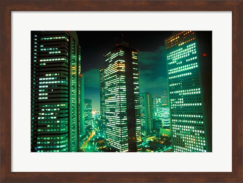 Framed Nightscape, Tokyo, Japan Print