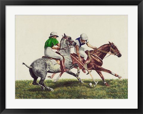 Framed Polo - two horses Print